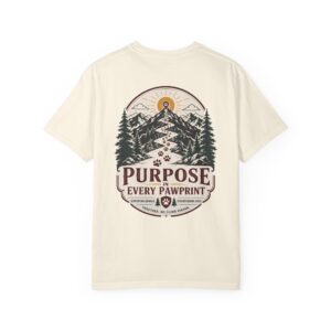 10642561016641478876_2048.jpeg Purpose in Every Pawprint Tee in Ivory with premium pawprint mountain trail back print by Summit & Hound.
